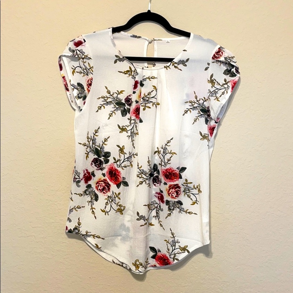 Floral Print Cap Sleeve Top